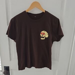 Brown T-Shirt with Skull Graphic